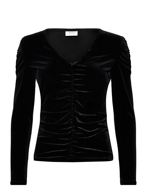 Vila Vivelida V-Neck L/S Velvet Top/Su Vila Black