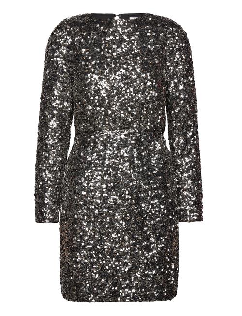 Slfcolyn Ls Short Sequins Dress B Selected Femme Silver