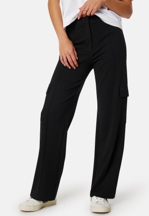 Se BUBBLEROOM Cargo Wide Trousers Black S ved Bubbleroom