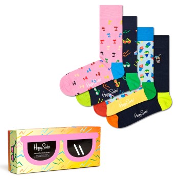 Happy socks Strømper 4P Tropical Day Socks Gift Box Rosa/Blå bomuld Str 41/46