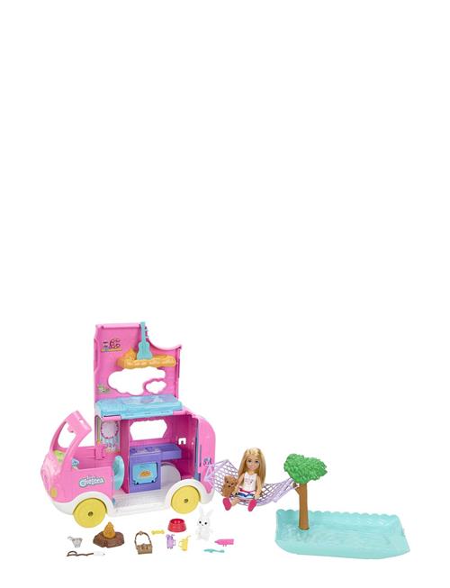 Chelsea 2-In-1 Camper Playset With Small Doll, 2 Pets & 15 Accessories Barbie Patterned