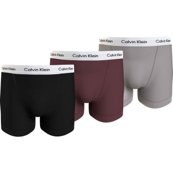 Calvin Klein 6P Cotton Stretch Trunks Sort/Rød bomuld Small Herre