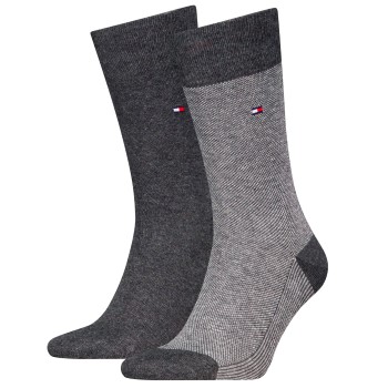 Tommy Hilfiger Legwear Tommy Hilfiger Strømper 2P Men Birdeye Sock Antracit Str 43/46 Herre