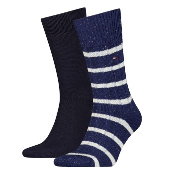 Tommy Hilfiger Legwear Tommy Hilfiger Strømper 2P Men Neppy Stripe Sock Sort/Blå Str 39/42 Herre