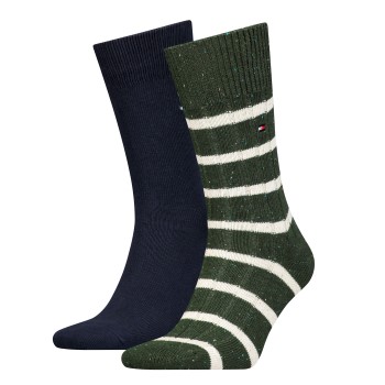 Tommy Hilfiger Legwear Tommy Hilfiger Strømper 2P Men Neppy Stripe Sock Blå/Grøn Str 43/46 Herre