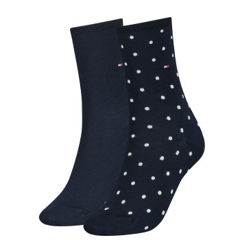 Tommy Hilfiger Legwear Tommy Hilfiger Strømper 2P Women Dot Sock Marineblå Str 35/38 Dame