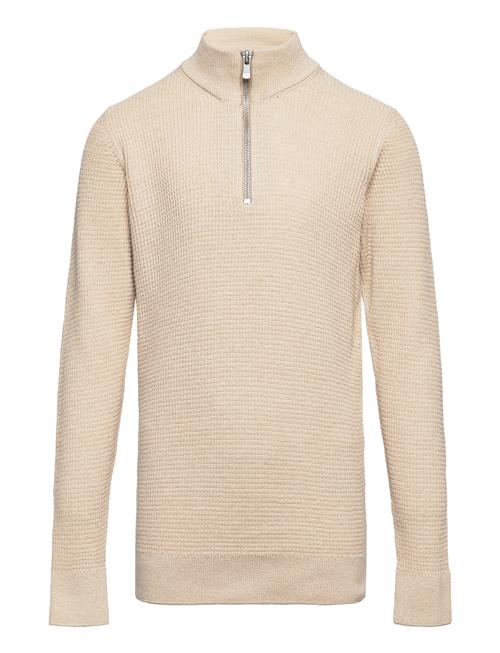 Se Jack & Jones Jprblaarthur Knit Half Zip Ch Jnr Jack & J S Beige ved Booztlet