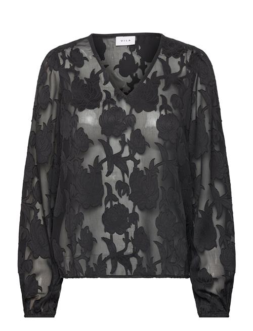 Vila Visirid L/S V-Neck Top / B Vila Black