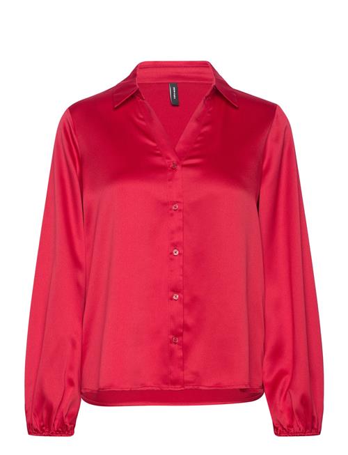 Se Vero Moda Vmmerle L/S V-Neck Top Wvn Exp Vero Moda Red ved Booztlet