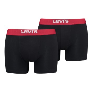 Levis 2P Men Solid Basic Boxer Brief Sort/Rød bomuld Medium Herre