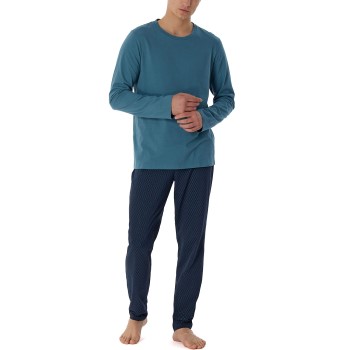 Se Schiesser Casual Essentials Pyjamas Marine/Blå bomuld 50 Herre ved Timarco