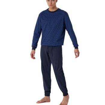 Se Schiesser Comfort Essentials Long Pyjamas Marineblå bomuld 48 Herre ved Timarco