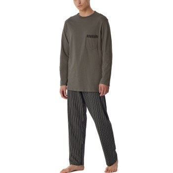 Se Schiesser Comfort Nightwear Long Pyjamas Brun Mønster bomuld 50 Herre ved Timarco