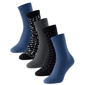 Schiesser Strømper 5P Women Blue Bird Socks Marineblå Str 39/42 Dame