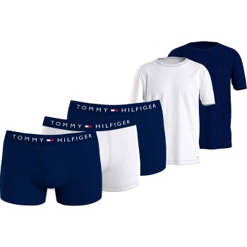 Tommy Hilfiger 5P Trunk And Tee Giftbox Hvid/Marine bomuld Large Herre