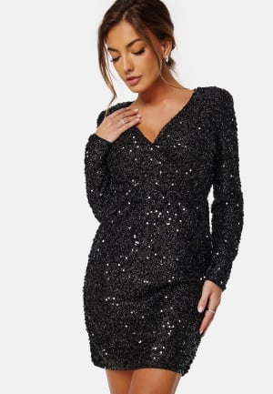 Se VILA Cava Sequin Dress Black 36 ved Bubbleroom