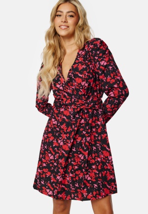 Pieces Faline LS Wrap Dress BlackAOP:Graphic L