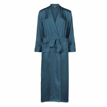 Se Lady Avenue Pure Silk Long Robe Petrol silke Small Dame ved Timarco