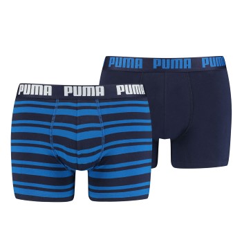 Puma 2P Heritage Stripe Boxer Marine Stribet bomuld Medium Herre