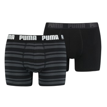 Puma 2P Heritage Stripe Boxer Sort stribet bomuld Small Herre