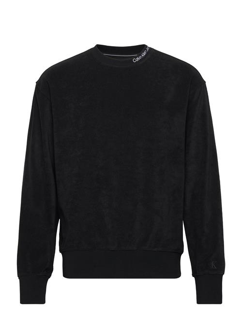 Se Calvin Klein Jeans Embro Neck Towelling Crewneck Calvin Klein Jeans Black ved Booztlet