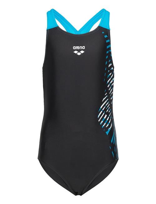 Se Arena Girl's Arena Vortex Swimsuit V Back Black-Turquois Arena Black ved Booztlet