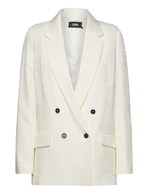 Se Karl Lagerfeld Logo Tailored Blazer Karl Lagerfeld White ved Booztlet