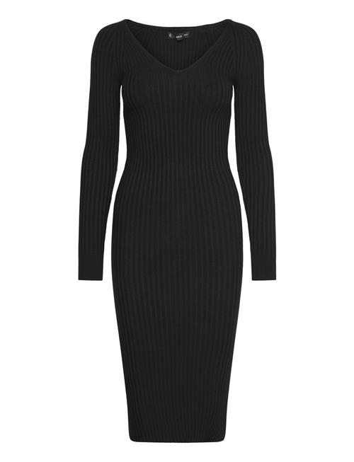 Mango Ribbed V-Neck Dress Mango Black