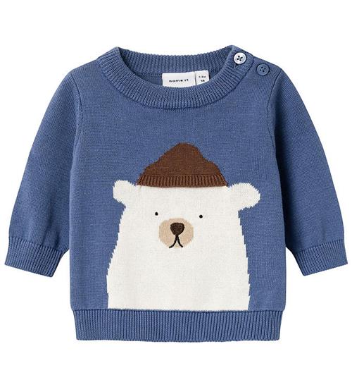 Se Name It Bluse - Strik - NbmSenis - Bijou Blue m. IsbjÃ¸rn ved KidsWorld