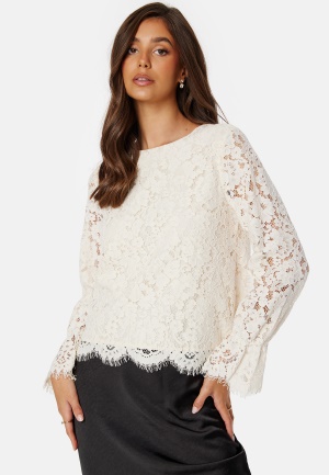 YAS Perla LS Lace Top Whitecap Grey XS