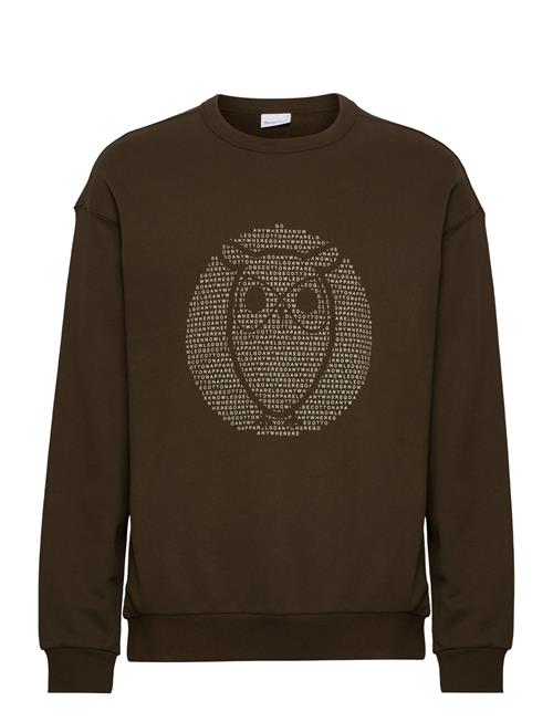 Knowledge Cotton Apparel Loose Fit Sweat With Owl Print - Go Knowledge Cotton Apparel Khaki