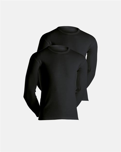 Langærmet t-shirts 2-pak | 100 merino uld | Sort