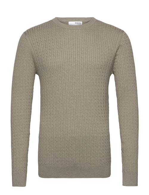 Selected Homme Slhberg Cable Crew Neck Noos Selected Homme Khaki