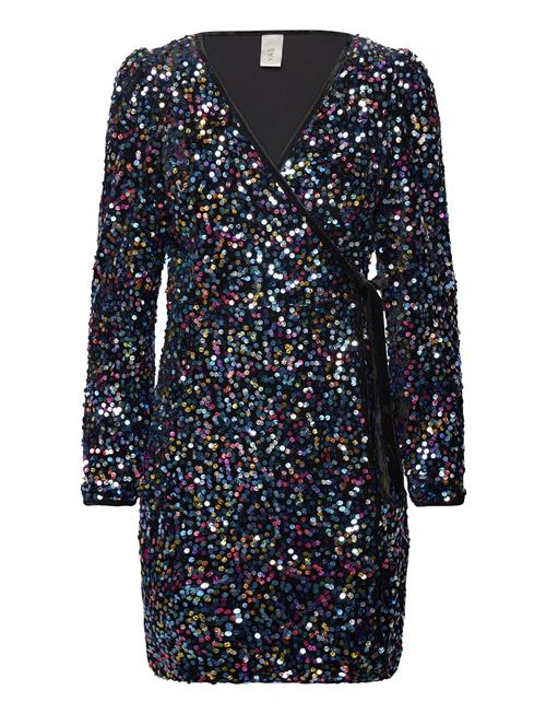 YAS Yaskillo Sequin Ls Wrap Dress - Show YAS Black