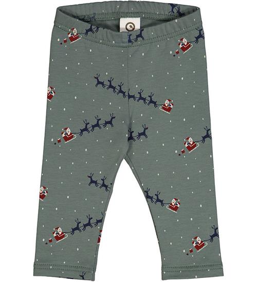 Se MÃ¼sli MÃ¼sli Leggings - Santa - Balsam Green m. Julemotiv ved KidsWorld