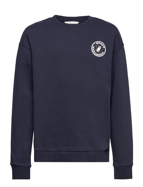 Mango Printed Cotton Sweatshirt Mango Navy