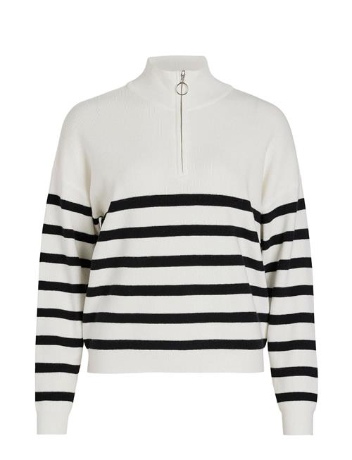 Vila Visala Stripy L/S Zipper Knit /B Vila White