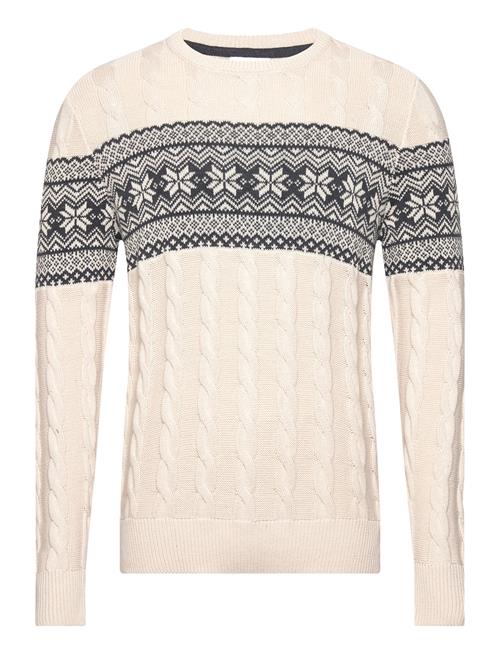 Lindbergh Jaquard Cable O-Neck Sweater Lindbergh Cream