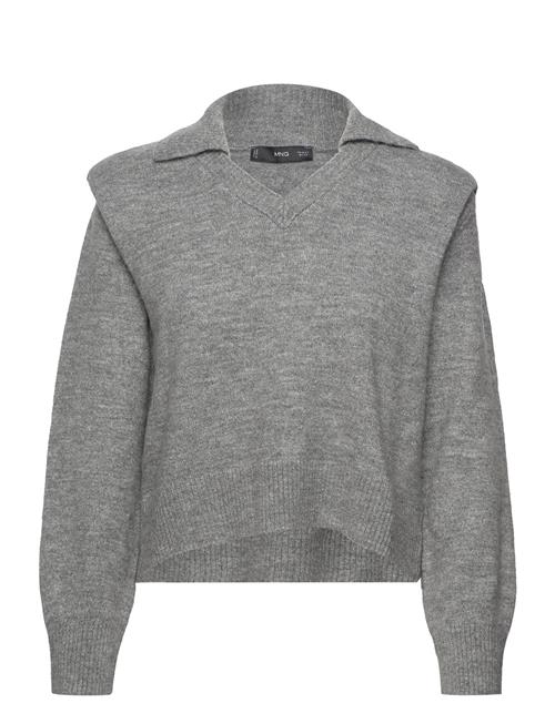 Se Mango Polo-Neck Sweater With Shoulder Pads Mango Grey ved Booztlet