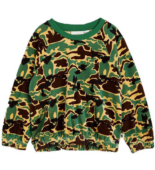 Se Mini Rodini Bluse - Velour - Camo - GrÃ¸n ved KidsWorld