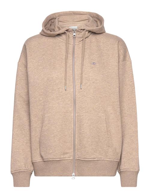 Se GANT Rel Shield Zip Hoodie GANT Brown ved Booztlet