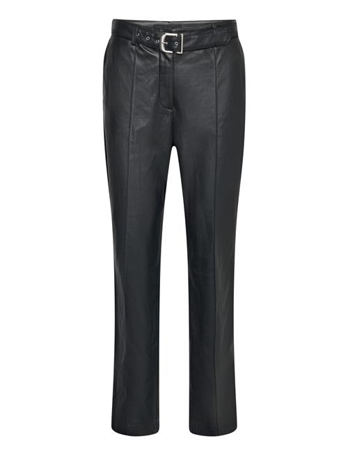 Se Mango Leather-Effect Trousers With Belt Mango Black ved Booztlet