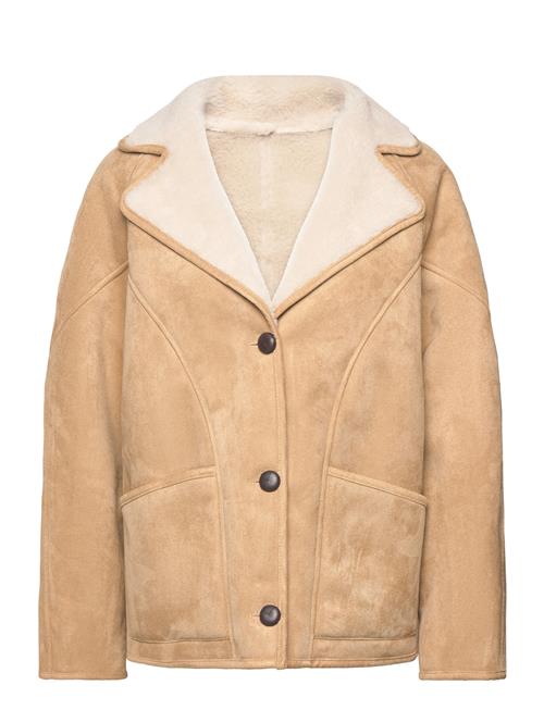 Mango Shearling-Lined Coat With Buttons Mango Beige