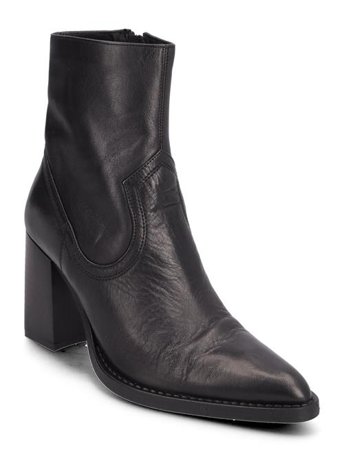 Mango Leather Ankle Boots With Block Heel Mango Black