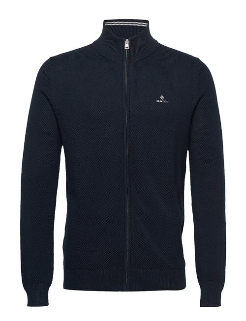 Se GANT Cotton Pique Zip Cardigan GANT Navy ved Booztlet