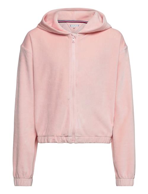 Tommy Hilfiger Velours Zip Through Hoodie Tommy Hilfiger Pink