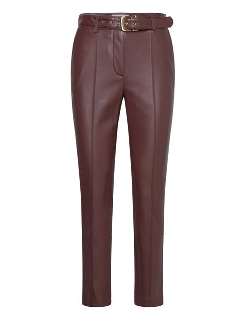 Se Mango Leather-Effect Trousers With Belt Mango Red ved Booztlet