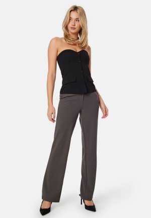 BUBBLEROOM Soft Suit Straight Trousers Petite Dark grey XS