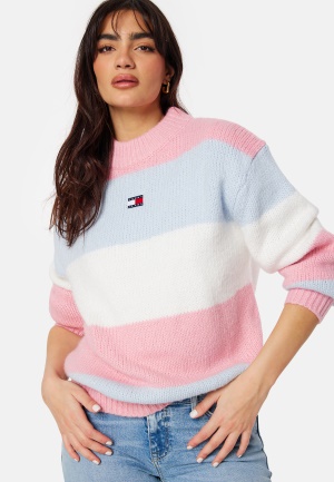 TOMMY JEANS Colorblock Sweater THA Ballet Pink/Stri XS