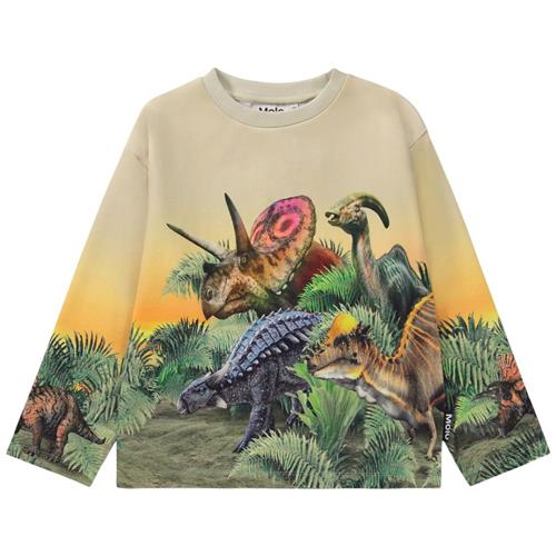 Molo GOTS Monte Langærmet T-shirt Friendly Dinos | Beige | 92 cm